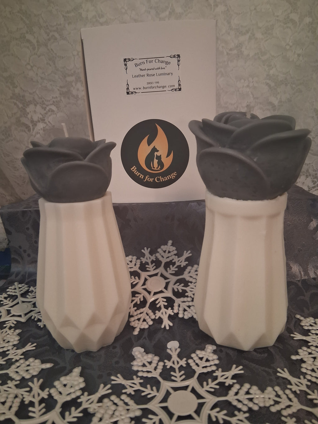 Leather Rose Luminary (Set of 2)