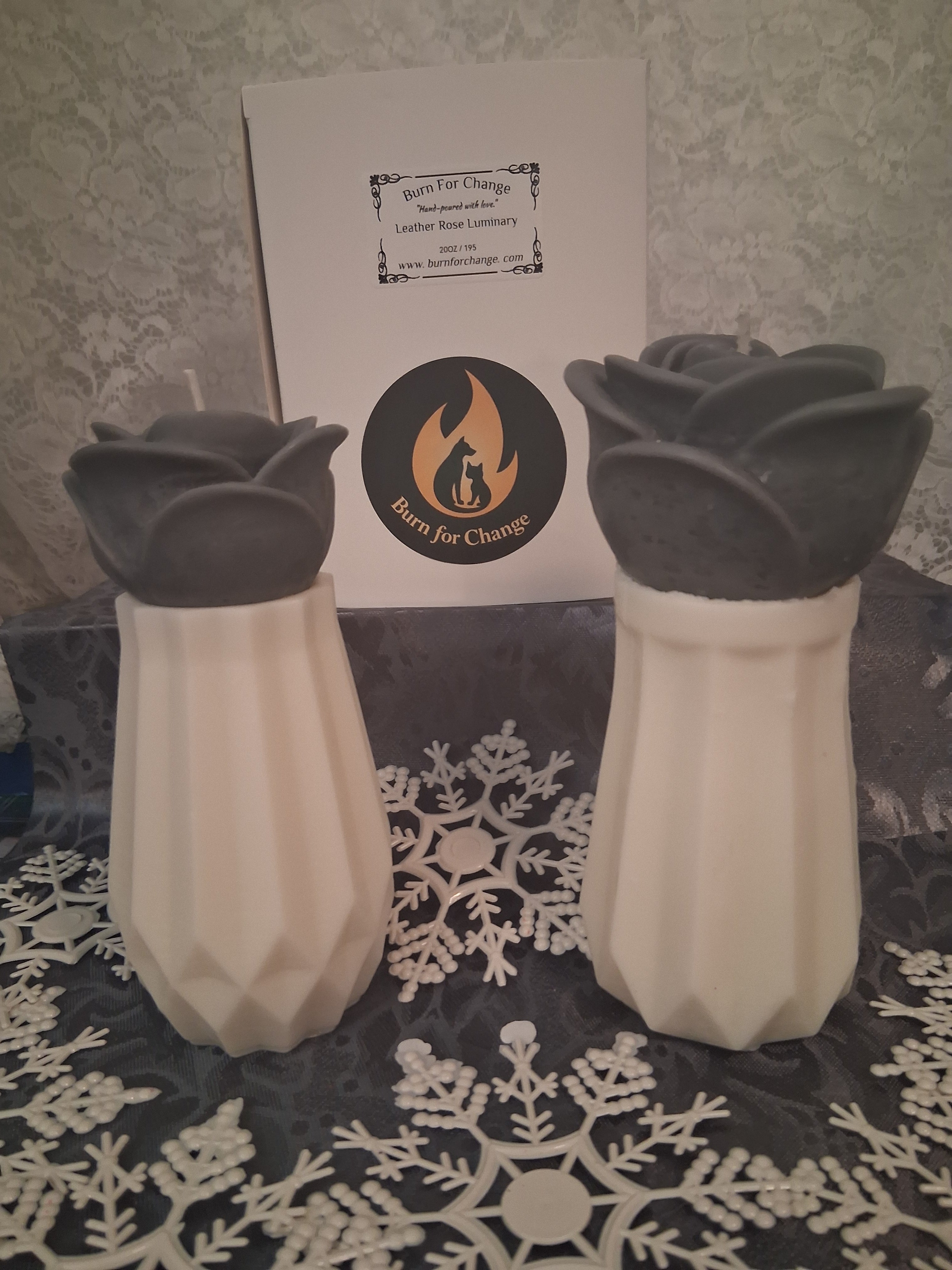 Leather Rose Luminary (Set of 2)